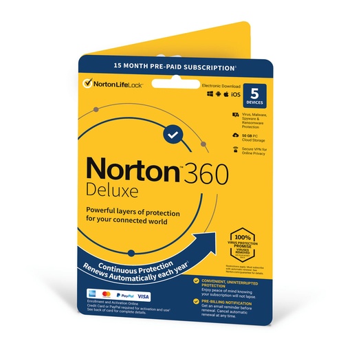 ESD Norton 360 Deluxe 5 Dispositivos 1 Año